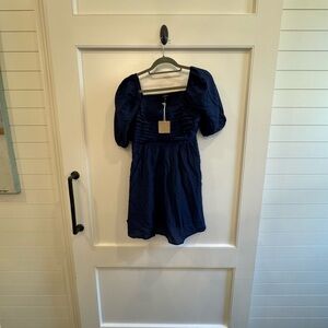 Blu Pepper Navy Puff Sleeve Mini Dress